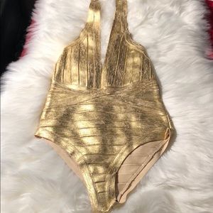Missguided Bandage Gold Bodysuit Size 4 / XS